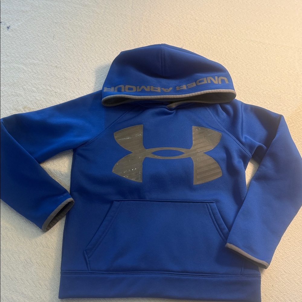 Under Armour Kids Blue Hoodie with Gray Logo